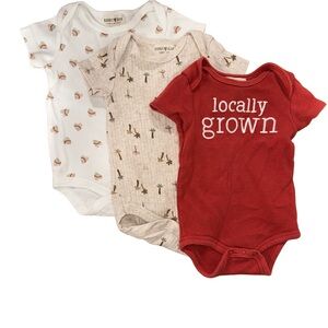 Set of 3 Baby Bodysuits - Rust, Tan, White